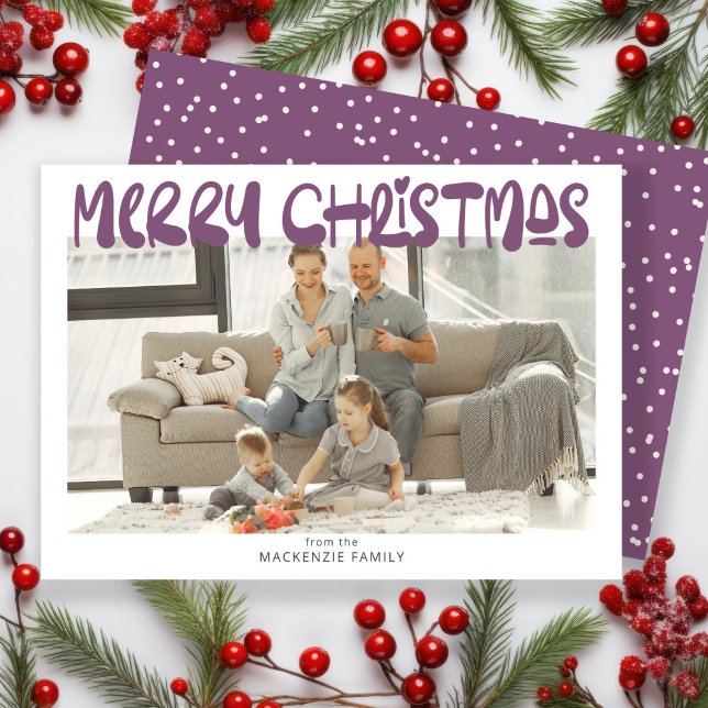 Tarjeta Festiva Foto navideña personalizada (Merry Christmas Photo Personalized Holiday Card by Ricaso. Fun bold and colorful holiday cards)
