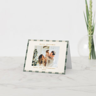 Tarjeta Festiva Foto navideña retro de cuadros escoceses de Búfalo