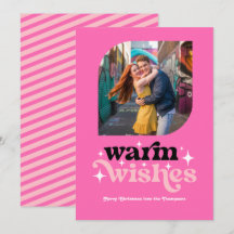 Foto Navideña Retro Moderna de Color Rosa Brillant