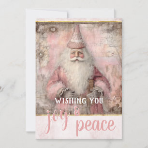 Tarjeta Festiva Foto Navideña Rosa Vintage