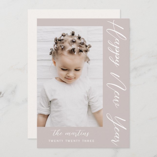 Tarjeta Festiva Foto neutral de Año Nuevo Feliz (Anverso / Reverso)