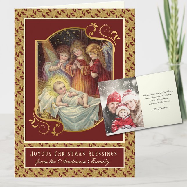 Tarjeta Festiva Foto: Niño Religioso Jesús Navidades ángeles (Subido por el creador)