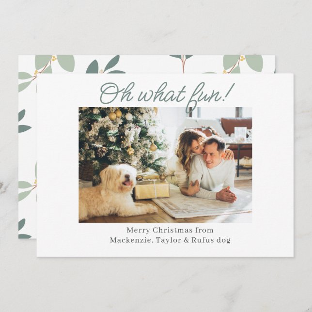 Tarjeta Festiva Foto Oh Qué Navidades Divertidos (Anverso / Reverso)