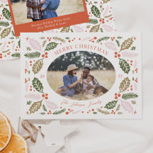 Foto Ovalada Vintage de Bayas de Holly | Brillante