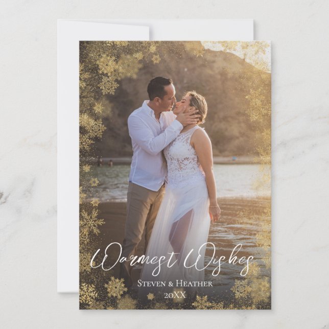 Tarjeta Festiva Foto Pareja de Deseos más Calurosos (Anverso)