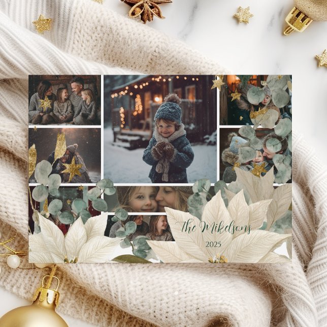 Tarjeta Festiva Foto: Partido de vacaciones de Poinsettia Blanca (Subido por el creador)