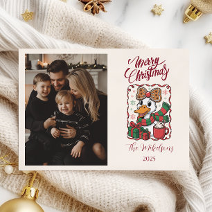 Tarjeta Festiva Foto Pato Navideño Acogedor