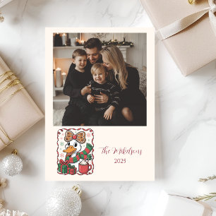 Tarjeta Festiva Foto Pato Navideño Acogedor