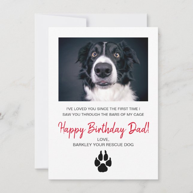 Tarjeta Festiva Foto Perro Feliz cumpleaños a papá del perro resca (Anverso)