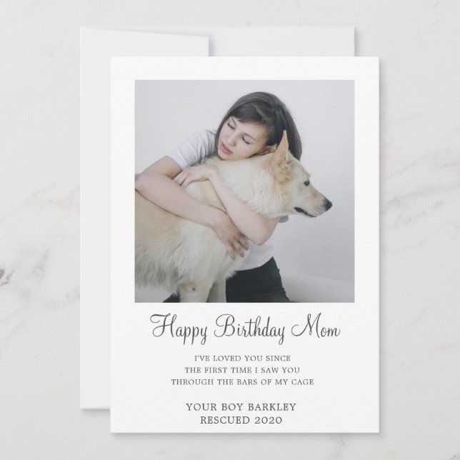Tarjeta Festiva Foto Perro Feliz cumpleaños, mamá de perro de resc (Anverso)