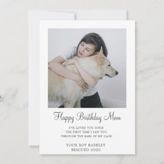 Tarjeta Festiva Foto Perro Feliz cumpleaños, mamá de perro de resc