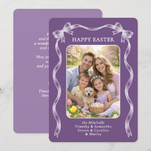 Tarjeta Festiva Foto Personalizada Cinta Blanca Sobre Pascua Viole