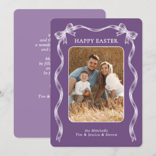 Tarjeta Festiva Foto personalizada con cinta blanca sobre Pascua v