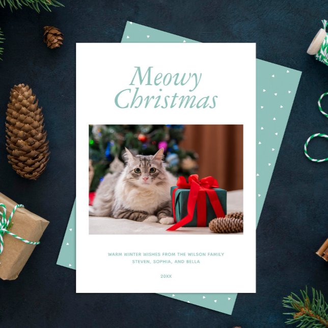 Tarjeta Festiva Foto personalizada de Aqua "Navidades Meowy" (Subido por el creador)