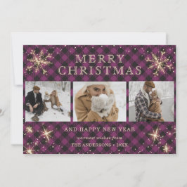 Tarjeta Festiva Foto personalizada de búfalo morado trenzado 3