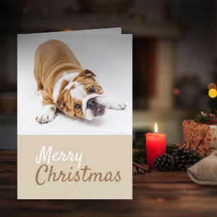 Tarjeta Festiva Foto personalizada de cachorro de Bulldog Inglés e