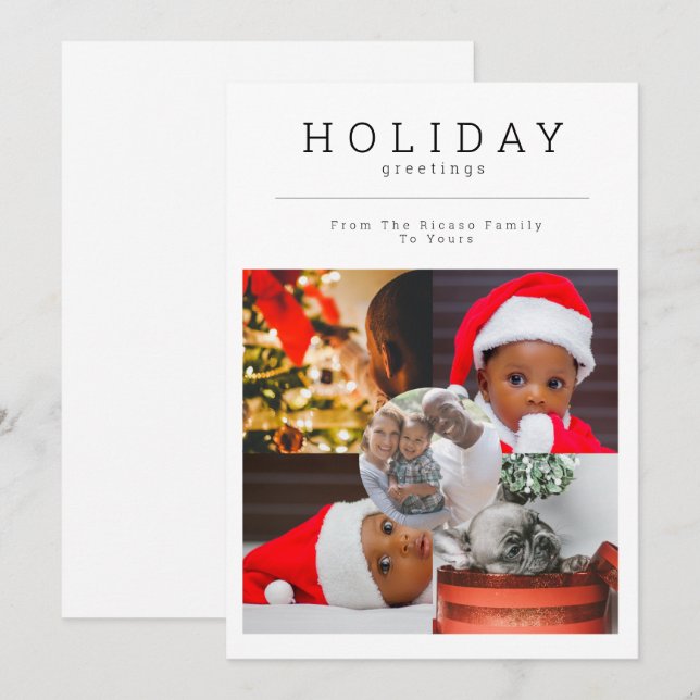 Tarjeta Festiva Foto personalizada de cinco festividades fotográfi (Anverso / Reverso)