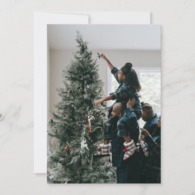 Tarjeta Festiva Foto personalizada de dos Navidades de familia (Anverso)