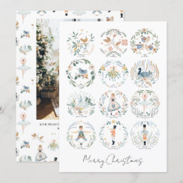 Tarjeta Festiva Foto personalizada de feriado de 12 días de Navida