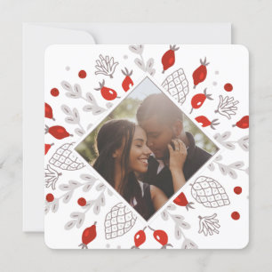 Tarjeta Festiva Foto personalizada de follaje de invierno para nav