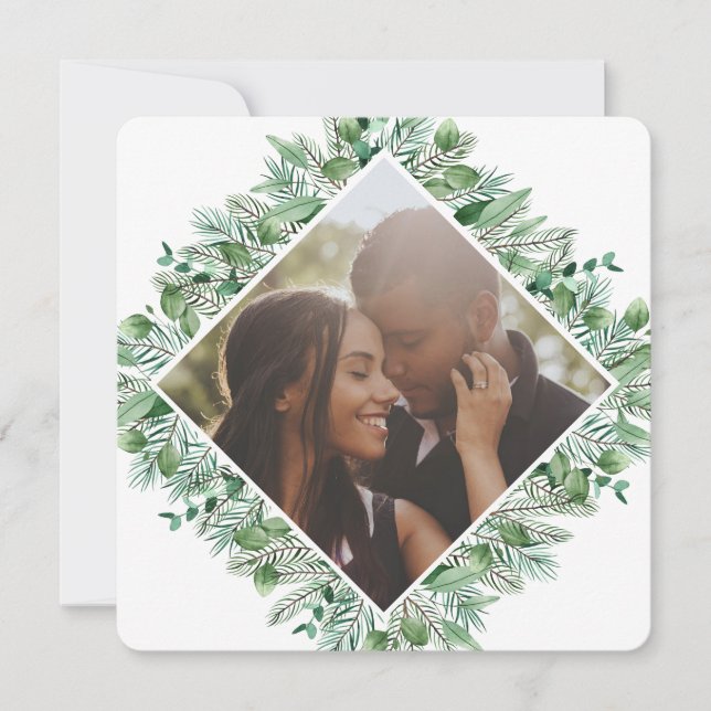 Tarjeta Festiva Foto personalizada de follaje de invierno para nav (Anverso)