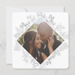 Tarjeta Festiva Foto personalizada de follaje de invierno para nav