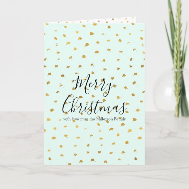 Tarjeta Festiva Foto personalizada de la Moda Gold Mint Glam Dot (Anverso)