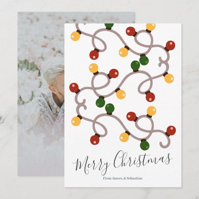 Tarjeta Festiva Foto personalizada de las luces de feriado de Navi (Anverso / Reverso)