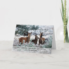 Tarjeta Festiva Foto personalizada de Navidades de nieve de venado