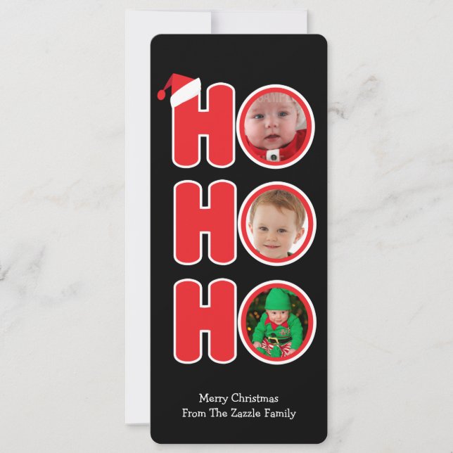 Tarjeta Festiva Foto personalizada de Navidades de Santas Ho Ho Ho (Anverso)