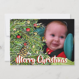 Tarjeta Festiva Foto personalizada de navidades Pine & Berries
