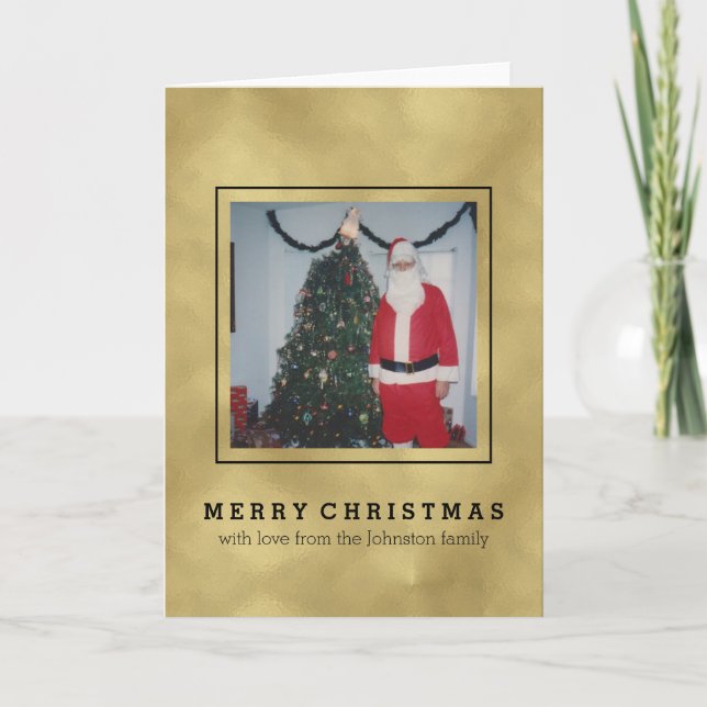 Tarjeta Festiva Foto personalizada de oro y negro (Anverso)
