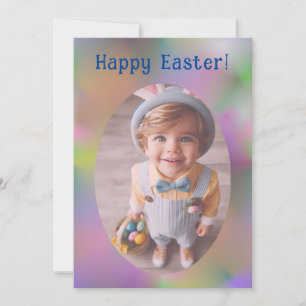 Tarjeta Festiva Foto personalizada de Oval Moda Rainbow Happy East