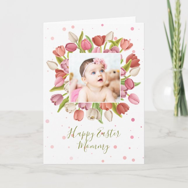 Tarjeta Festiva Foto personalizada de Pascua de Tulip Flower (Anverso)