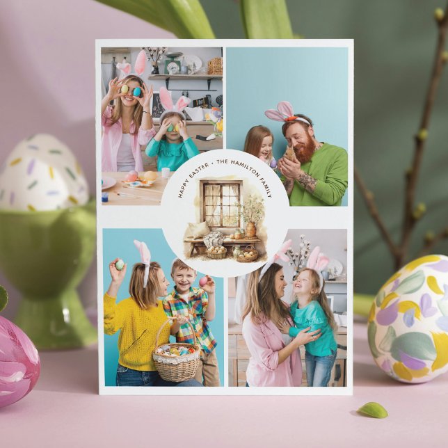 Tarjeta Festiva Foto personalizada de Rustic Easter Beige (Subido por el creador)
