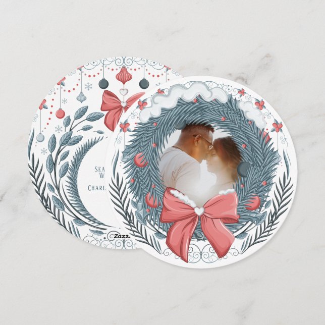 Tarjeta Festiva Foto personalizada de Winter Berry para navidades (Anverso / Reverso)