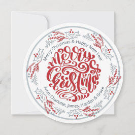 Tarjeta Festiva Foto personalizada de Wreath Merry Christmas