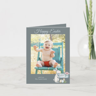 Tarjeta Festiva Foto personalizada del niño de pascua feliz