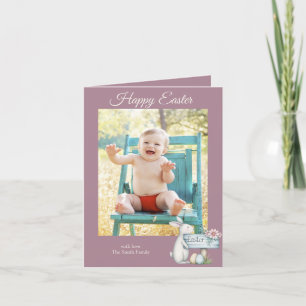 Tarjeta Festiva Foto personalizada del niño de pascua feliz