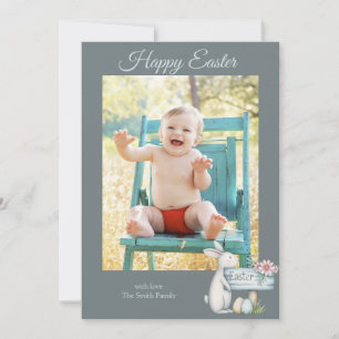Tarjeta Festiva Foto personalizada del niño de pascua feliz