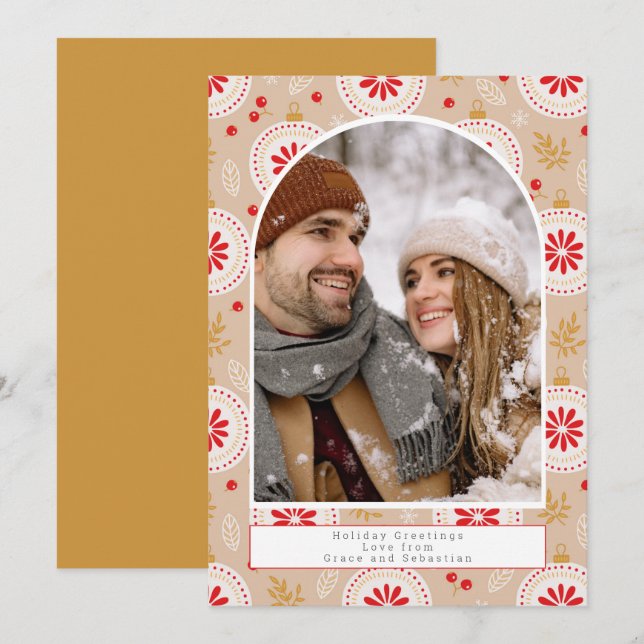 Tarjeta Festiva Foto personalizada del patrón de Navidades de vaca (Anverso / Reverso)