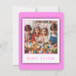 Tarjeta Festiva Foto personalizada Feliz Pascua Rosa Elegante