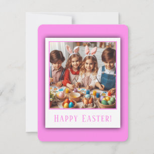 Tarjeta Festiva Foto personalizada Feliz Pascua Rosa Elegante