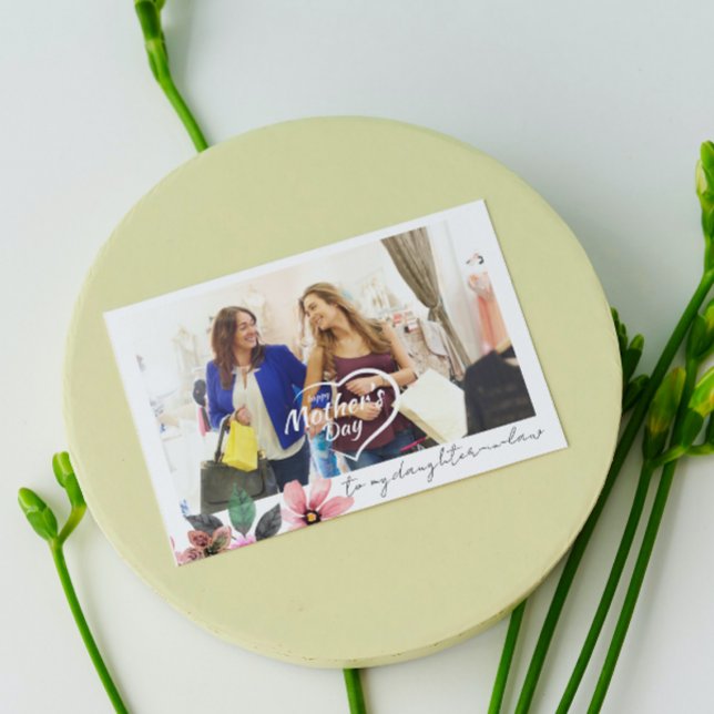 Tarjeta Festiva Foto personalizada floral día de la madre yerba (Subido por el creador)