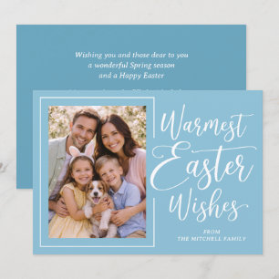 Tarjeta Festiva Foto Personalizada Huevo de Robin Azul Feliz Pascu