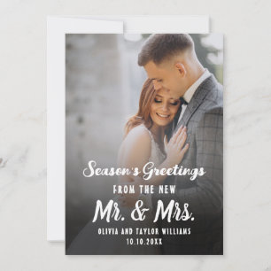 Tarjeta Festiva Foto Personalizada Recién Casados Sr y Sra Primer