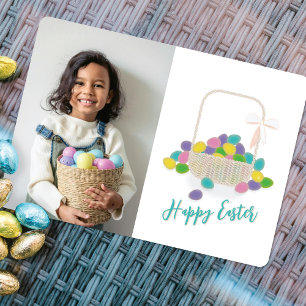 Tarjeta Festiva Foto personalizada y canasta de huevos Felices Pas