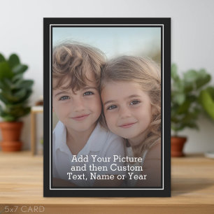 Tarjeta Festiva Foto personalizada y texto con borde negro