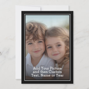 Tarjeta Festiva Foto personalizada y texto con borde negro