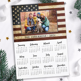 Tarjeta Festiva Foto Personalizado 2026: Patriota de bandera estad